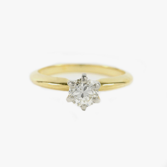Inel Logodnă cu Diamante din Platină și Aur Galben 18k