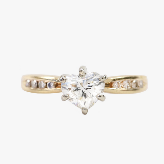 Inel Logodnă Inima Cu Diamante din Aur Galben 14k
