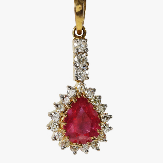 Pandantiv cu Diamante & Rubine din Aur Galben 22k