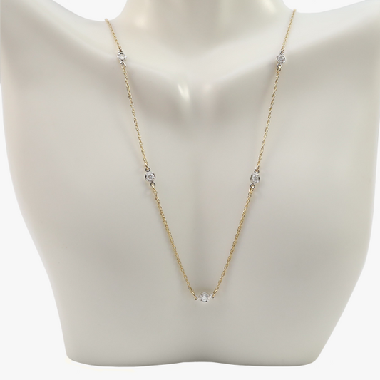Colier cu Diamante din Aur Galben 14k