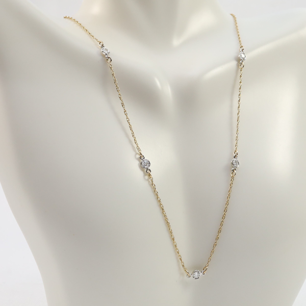 Colier cu Diamante din Aur Galben 14k