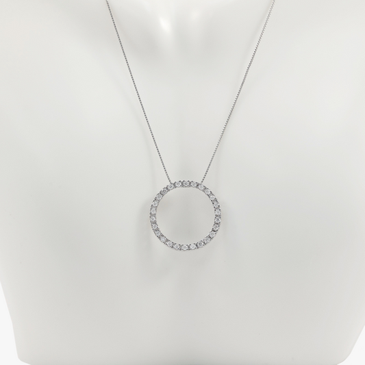 Colier & Pandantiv cu Cerc de Diamante din Aur Alb 14k