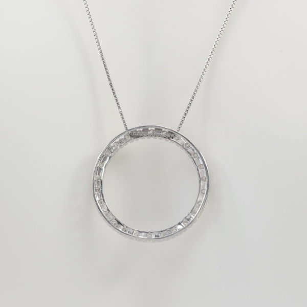 Colier & Pandantiv cu Cerc de Diamante din Aur Alb 14k