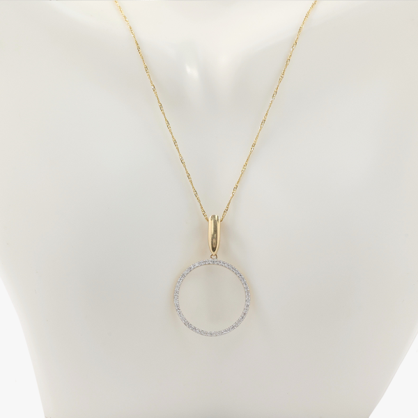 Colier & Pandantiv cu Cerc de Diamante din Aur Galben 14k