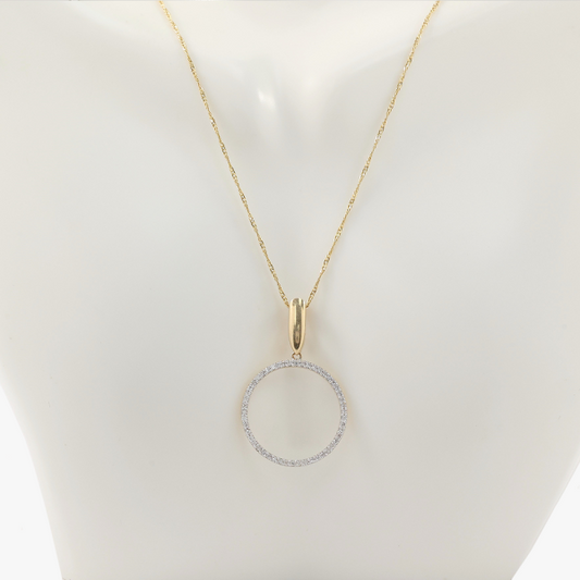 Colier & Pandantiv cu Cerc de Diamante din Aur Galben 14k