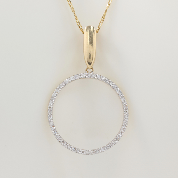 Colier & Pandantiv cu Cerc de Diamante din Aur Galben 14k