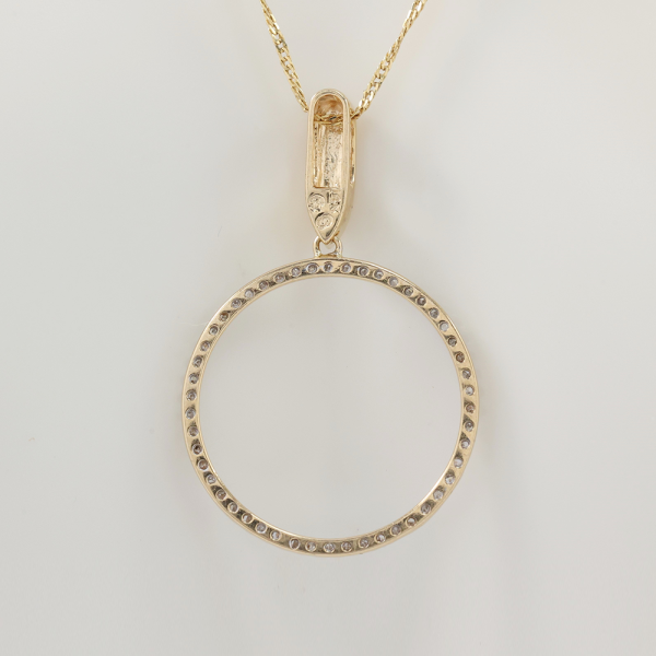 Colier & Pandantiv cu Cerc de Diamante din Aur Galben 14k
