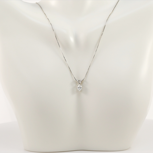 Pandantiv cu Diamant Marchiza din Aur Alb 14k