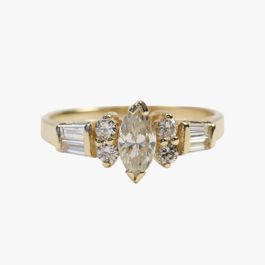 Inel Logodnă cu Diamante din Aur Galben 14k