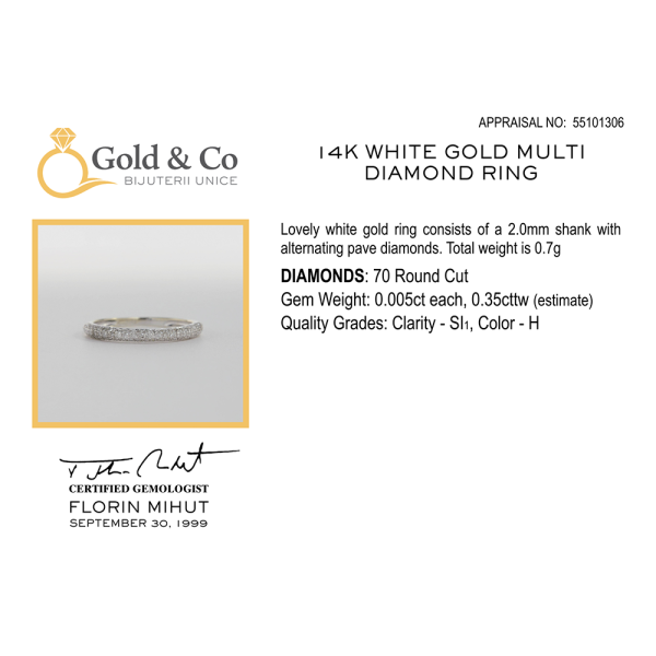 Inel Cu Diamante din Aur Alb 14k