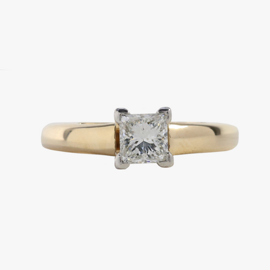 Inel Logodnă cu Diamante din Platină și Aur Galben 14k