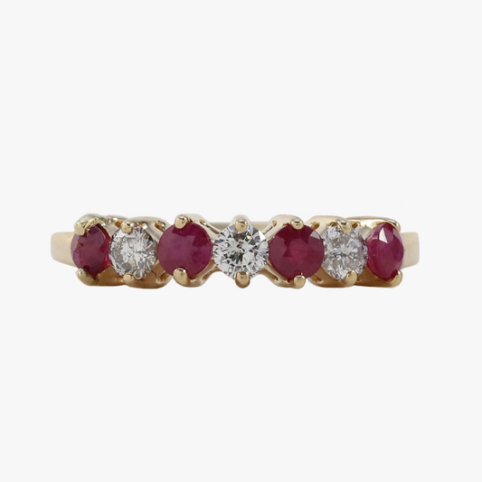 Inel cu Diamante & Rubine din Aur Galben 14k