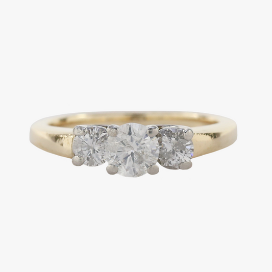 Inel Logodnă cu Diamante din Platină și Aur Galben 14k