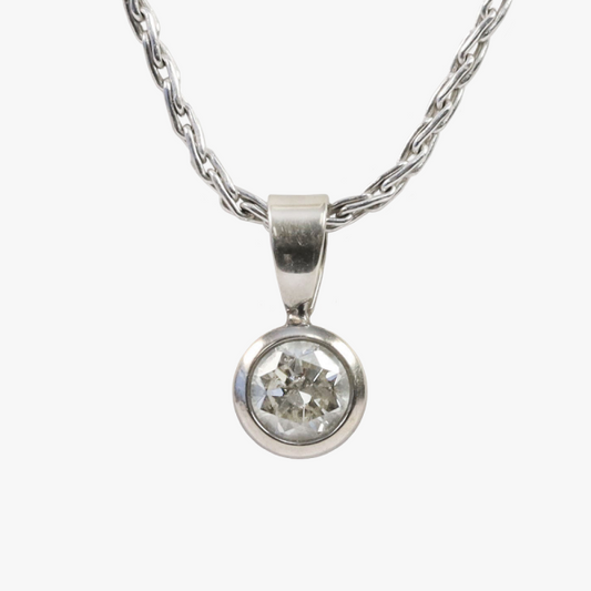 Colier & Pandantiv cu Diamante din Aur Alb 14k