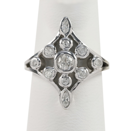 Inel cu Diamante din Aur Alb 14k