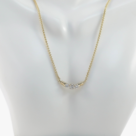 Colier cu Trei Diamante din Aur Galben 14k