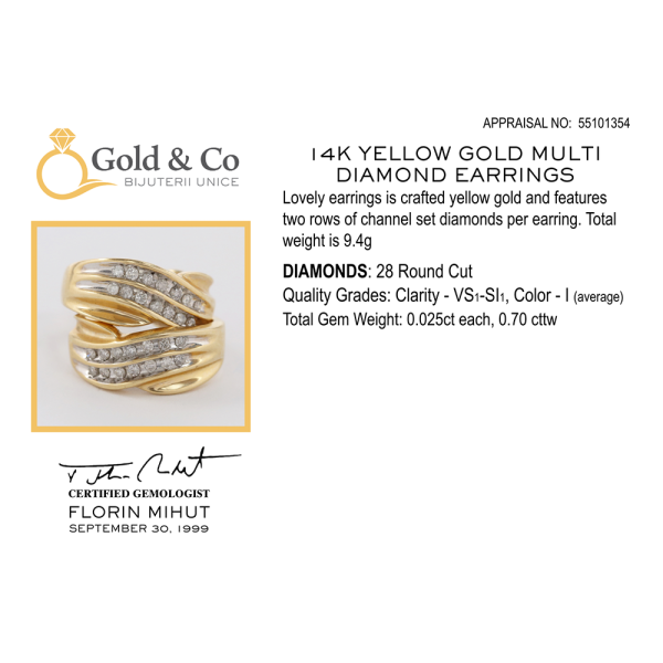 Cercei Cu Diamante din Aur Galben 14k
