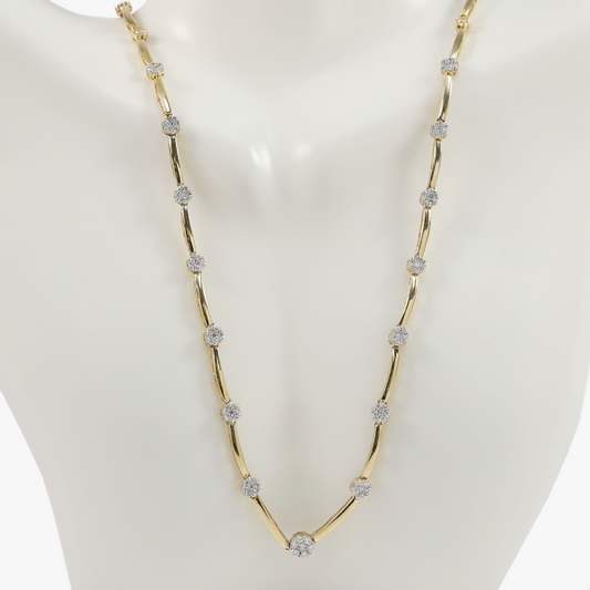 Colier Flower cu Diamante din Aur Galben 14k