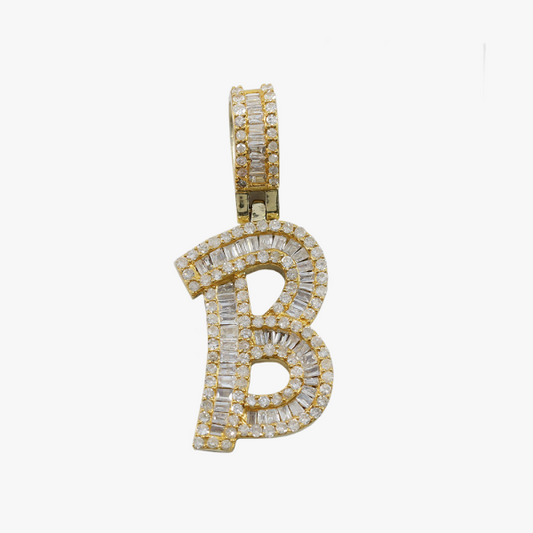 Pandantiv "B" cu Diamante din Aur Galben 10k