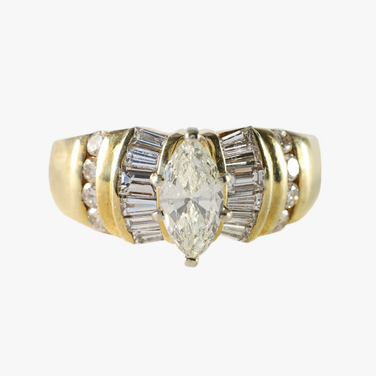 Inel Logodnă Cu Diamante din Aur Galben 14k
