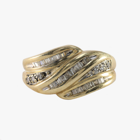 Inel Cu Diamante din Aur Galben 14k