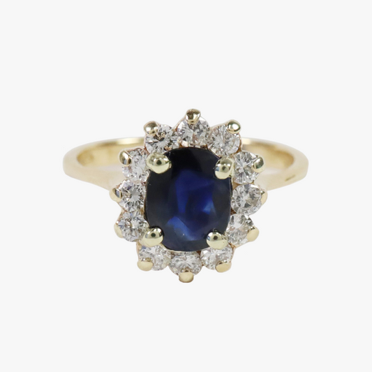 Inel Cu Diamante & Safire din Aur Galben 14k