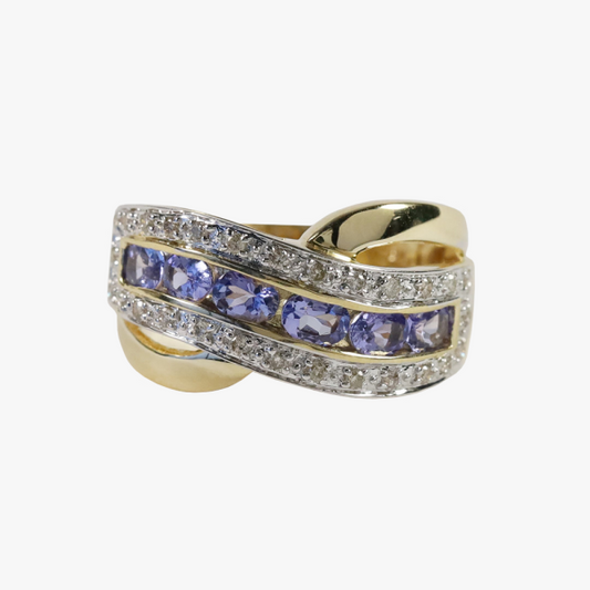 Inel cu Tanzanit & Diamante din Aur Galben 14k.