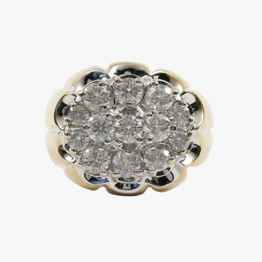 Inel Cluster Cu Diamante din Aur Galben 14k