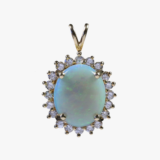 Pandantiv Cu Opal & Diamante din Aur Galben 14k