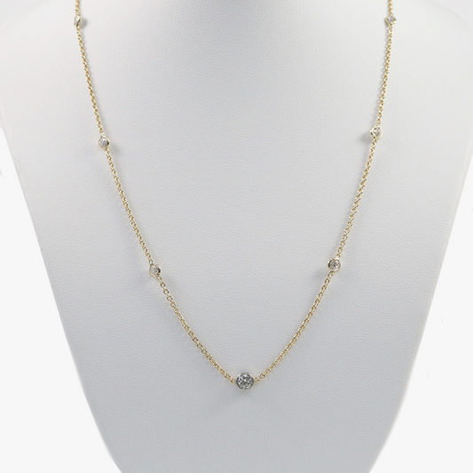 Colier Cu Diamante din Aur Galben 14k