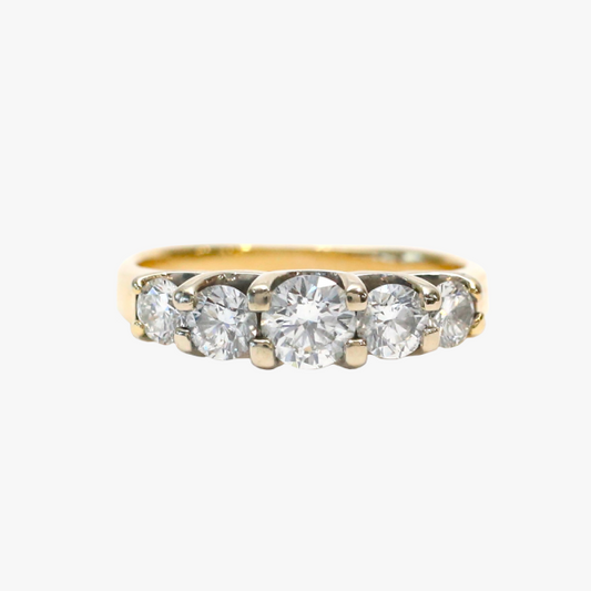 Inel Cu Cinci Diamante din Aur Galben 14k