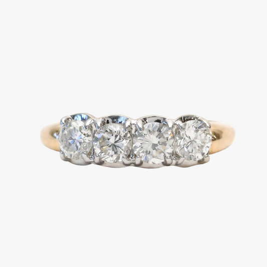 Inel Cu Patru Diamante din Aur Galben 14k