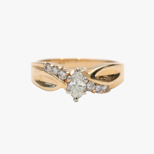 Inel Logodnă cu Diamante din Aur Galben 14k