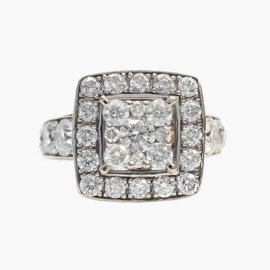 Inel cu Diamante din Aur Alb 14k