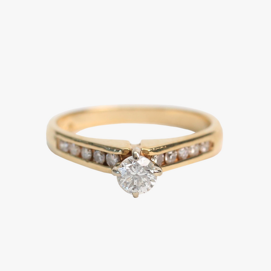 Inel Logodnă cu Diamante din Aur Galben 14k
