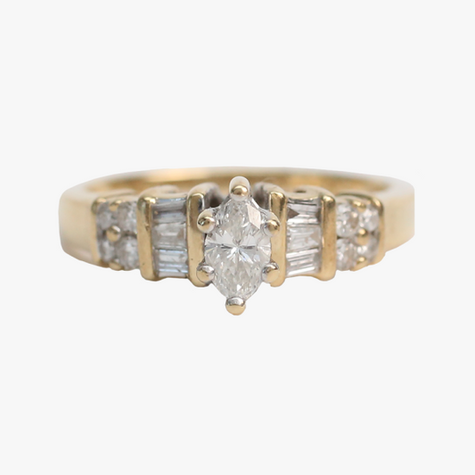 Inel Logodnă cu Diamante din Aur Galben 14k