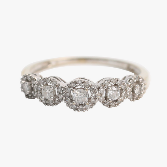 Inel Halo cu Diamante din Aur Alb 10k