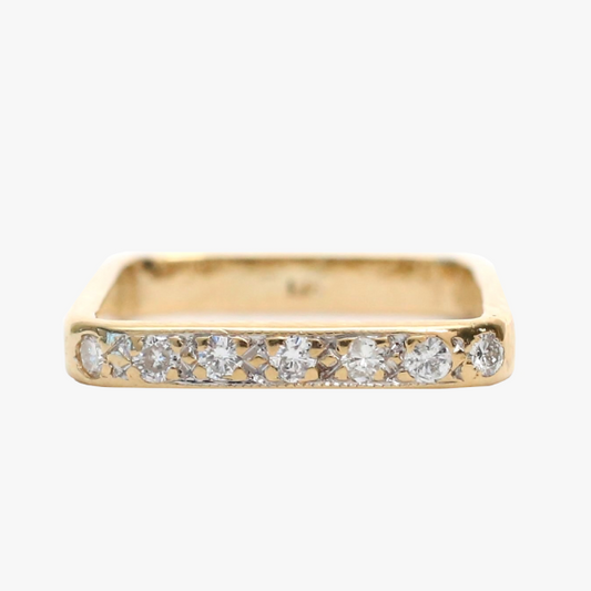 Cercei Pătrați cu Diamante din Aur Galben 14k