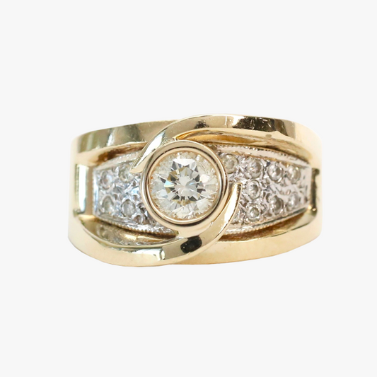 Inel cu Diamante Plutitor din Aur Galben 14k