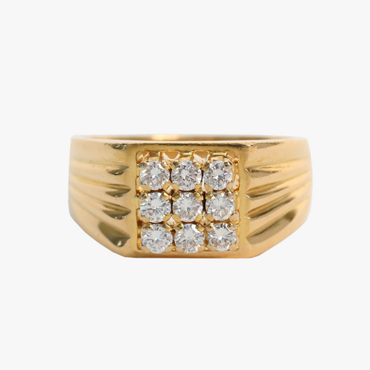 Inel Plat cu Diamante din Aur Galben 22k