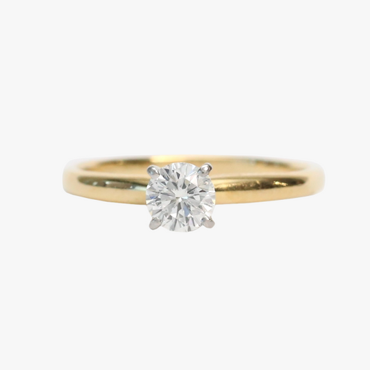 Inel Logodnă cu Diamante din Aur Galben 14k Și Platină