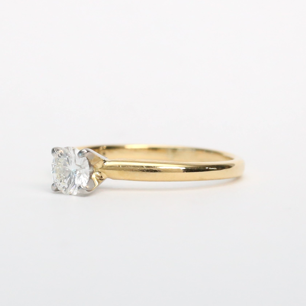 Inel Logodnă cu Diamante din Aur Galben 14k Și Platină