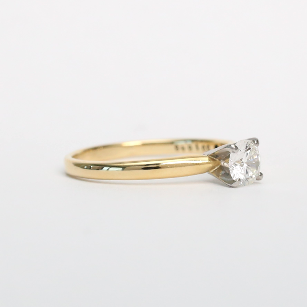Inel Logodnă cu Diamante din Aur Galben 14k Și Platină