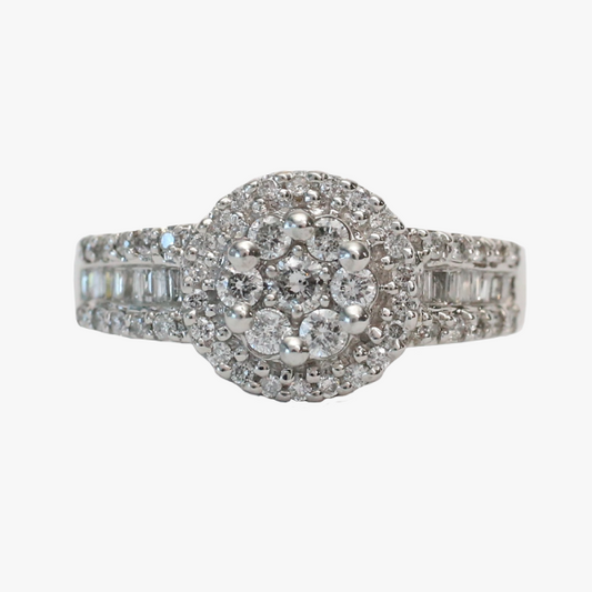 Inel cu Diamante din Aur Alb 14k