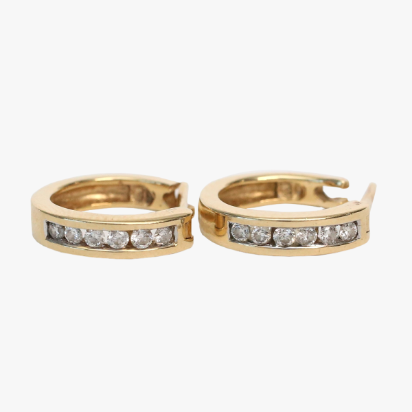 Cercei Cerc cu Diamante din Aur Galben 14k