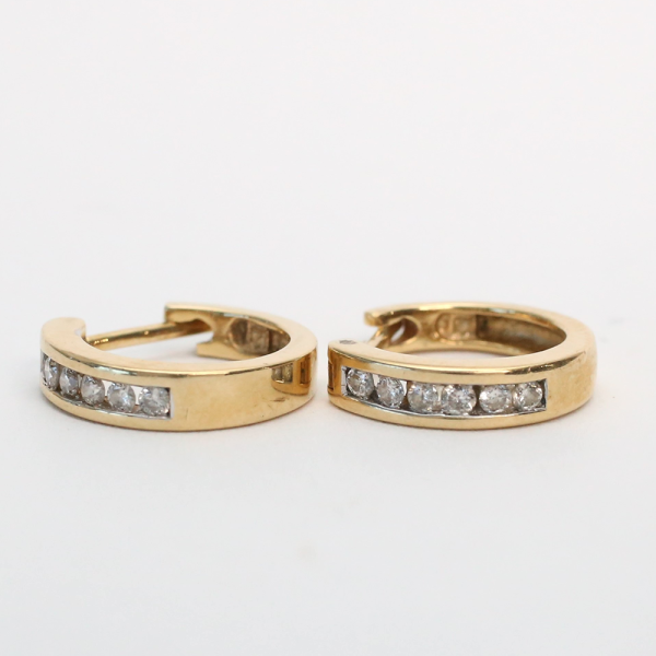 Cercei Cerc cu Diamante din Aur Galben 14k