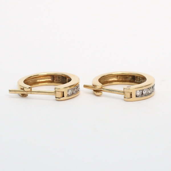 Cercei Cerc cu Diamante din Aur Galben 14k
