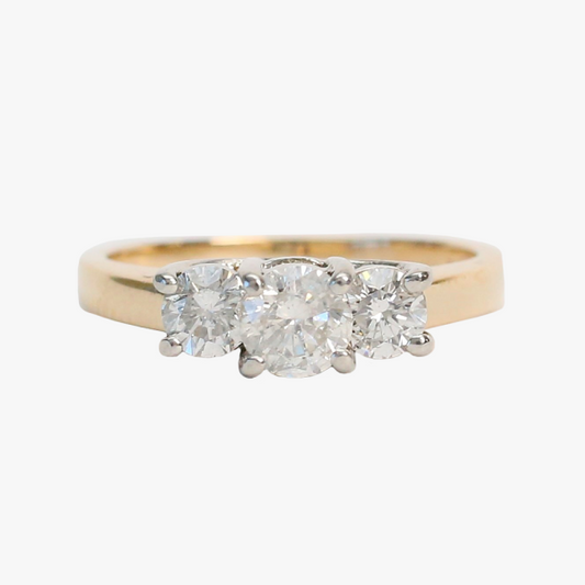 Inel cu Diamante din Aur Galben 14k Și Platina