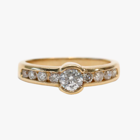 Inel Logodnă cu Diamante din Aur Galben 14k