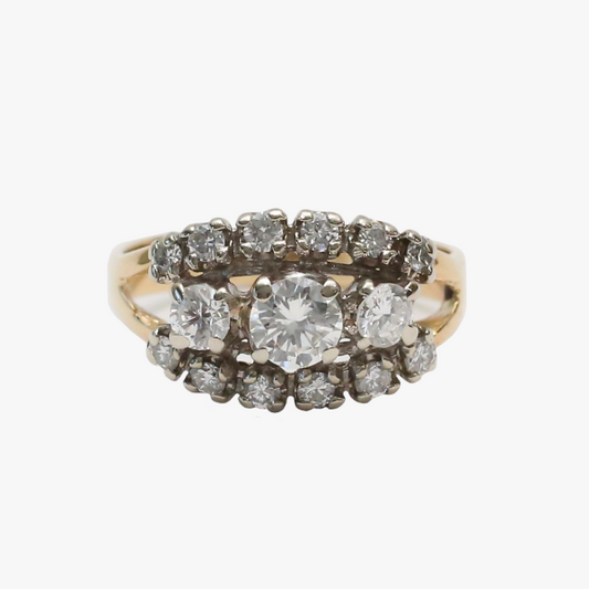 Inel de Cocktail cu Diamante din Aur Galben 14k